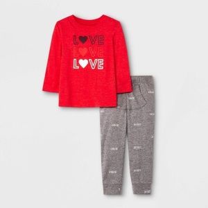 2pc Valentine's Day 'Love' Long Sleeve T-Shirt & Jogger Pants Set